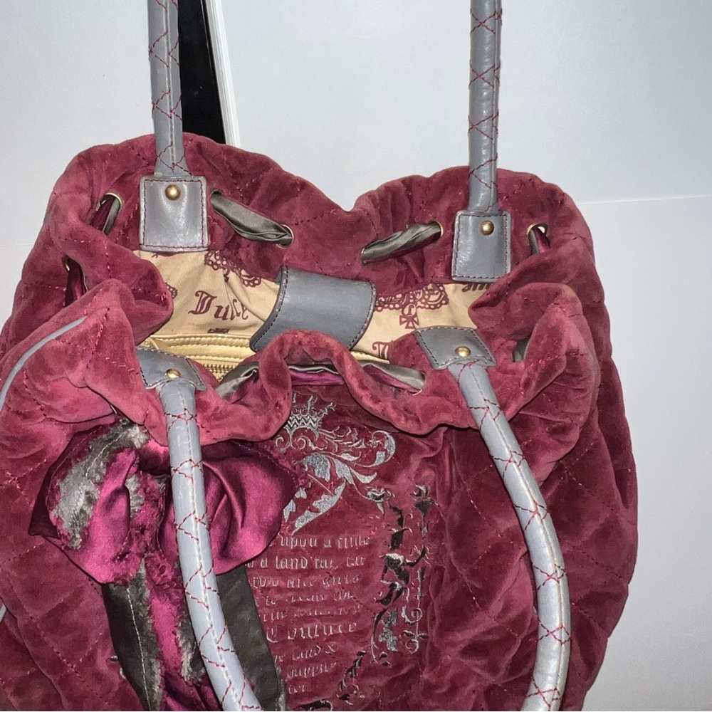 Maroon Juicy Couture Purse Vintage Y2K Tote Bag Handbag Quilted Preloved - Picture 4 of 12